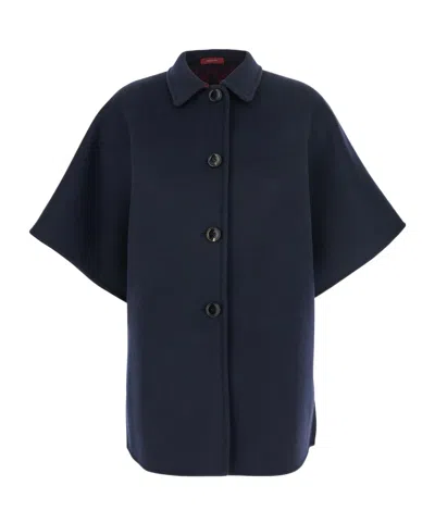 Gucci Reversible Blue Coat With Gg Pattern Women