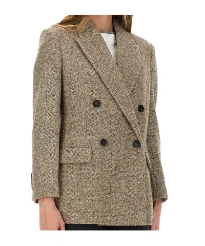 Brunello Cucinelli Wool Jacket With Notched Lapels And Back Vent In Brown