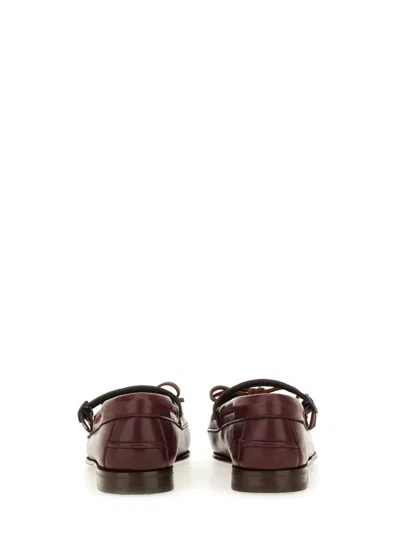 Hereu Moccasin Mary Jane Lorea Supple Shiny In Burgundy