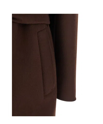 Gucci Brown Reversible Double-breasted Coat With Notched Revers And Belt In Wool Woman In Brown