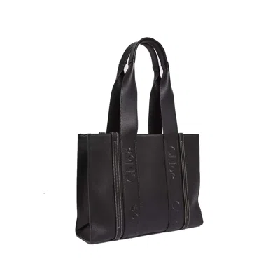 Chloé Chloe Woody Medium Leather Tote Bag Women In Black