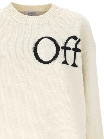 Off-white Bookish Shared Knit Crew Pullover Ivory Black In White