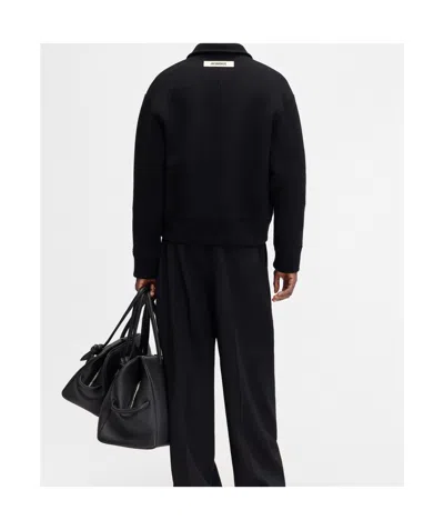 Jacquemus Black Jacket With Classic Collar And Dropped Shoulders In Wool Man In Black