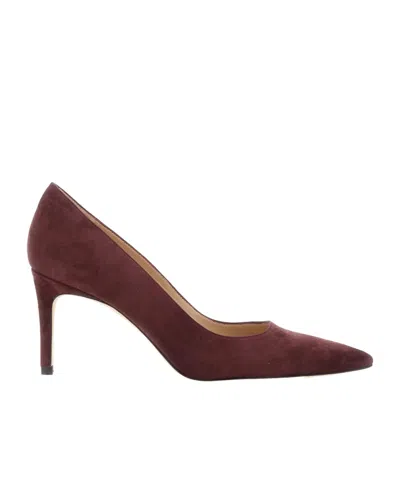 Stuart Weitzman Bordeaux Pumps With Pointed Toe And High Stiletto Heel In Suede Woman In Red