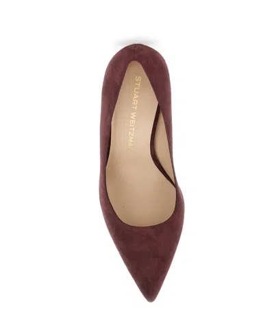 Stuart Weitzman Bordeaux Pumps With Pointed Toe And High Stiletto Heel In Suede Woman In Red