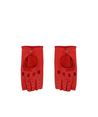 Valentino Perforated Leather Gloves In Red