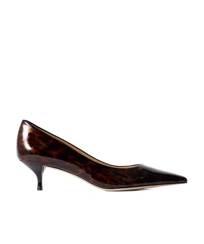Stuart Weitzman Stuart Power Tortoise Leather Pumps In Brown