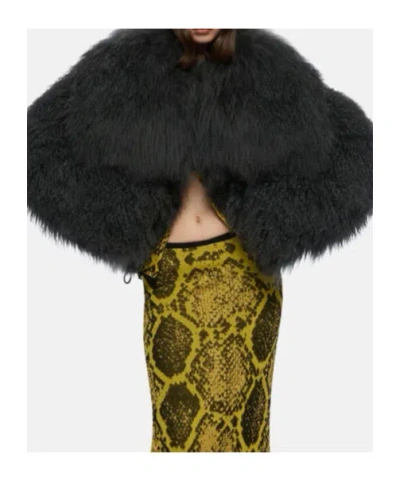 Attico Fur Bomber Jacket In Gray