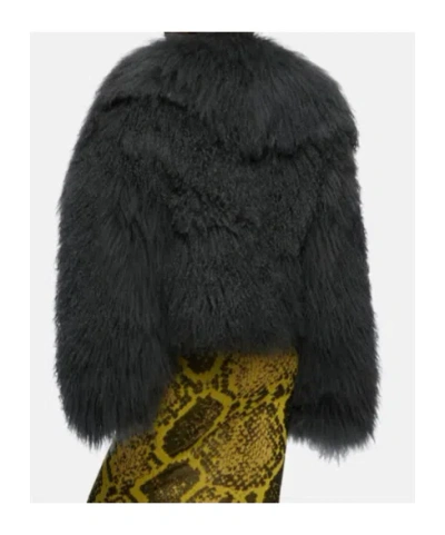 Attico Fur Bomber Jacket In Gray