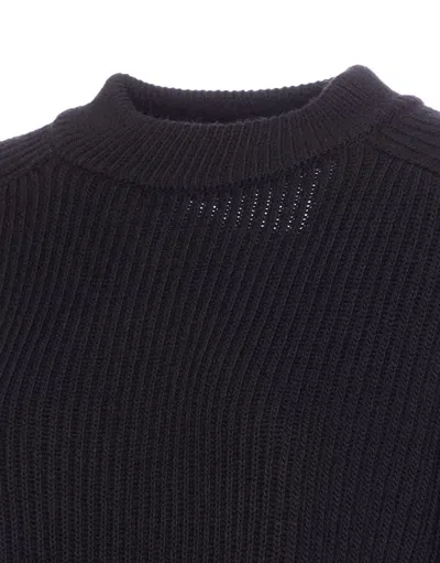 Liu •jo Oversized Round Neck Sweater With Cut Out In Black