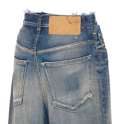 Mm6 Maison Margiela Wide-leg Frayed Faded Five-pocket Loop In Blue