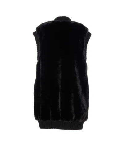 Pinko Genovese Long Faux Fur Vest In Black