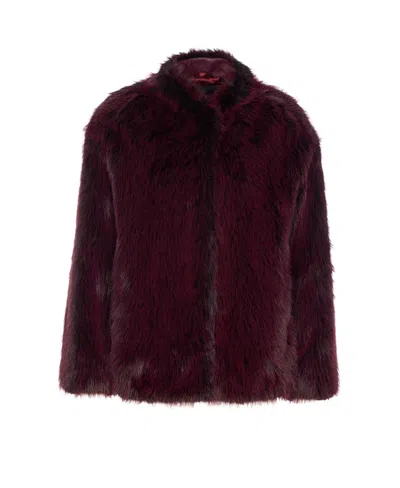Patrizia Pepe Soft Fluffy Jacket In Purple And Red In Red