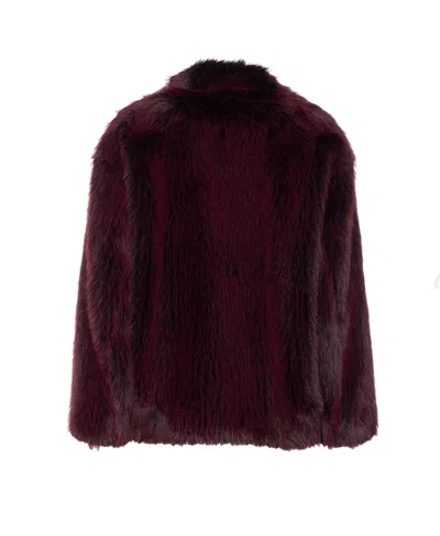 Patrizia Pepe Soft Fluffy Jacket In Purple And Red In Red