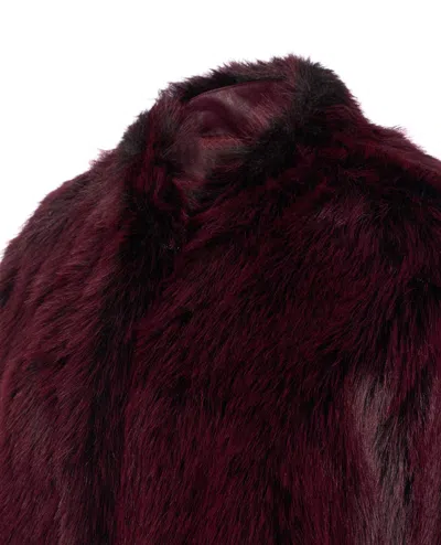 Patrizia Pepe Soft Fluffy Jacket In Purple And Red In Red