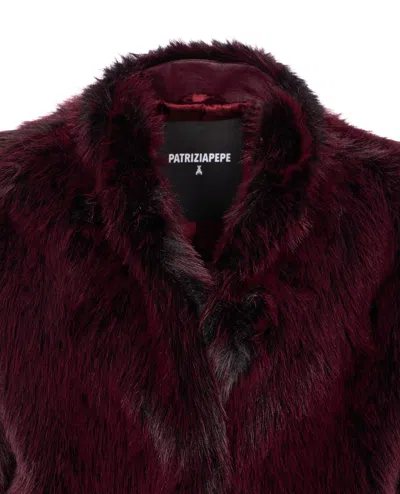 Patrizia Pepe Soft Fluffy Jacket In Purple And Red In Red