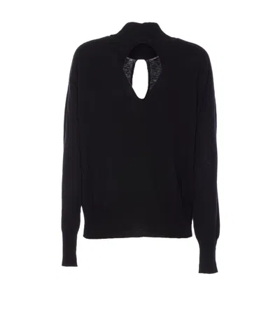 Roberto Collina Wool Sweater With Cut Out Detail In Black