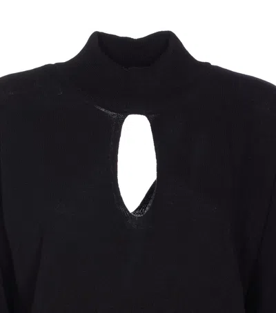 Roberto Collina Wool Sweater With Cut Out Detail In Black
