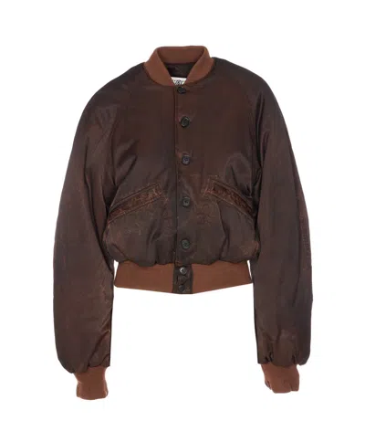 Mm6 Maison Margiela Bomber Jacket With Raglan Sleeves And Pockets In Brown