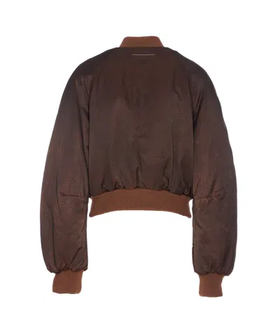 Mm6 Maison Margiela Bomber Jacket With Raglan Sleeves And Pockets In Brown