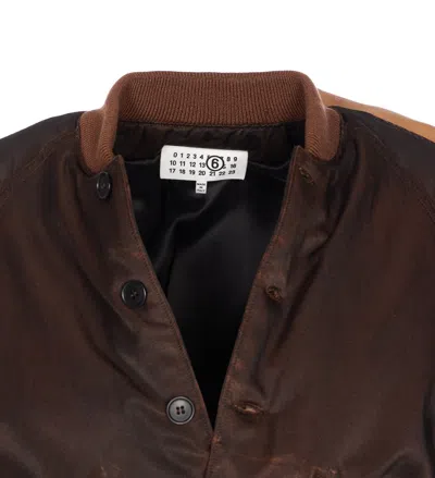 Mm6 Maison Margiela Bomber Jacket With Raglan Sleeves And Pockets In Brown