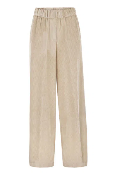 Peserico Corduroy Elasticated-waistband Trousers In Neutral