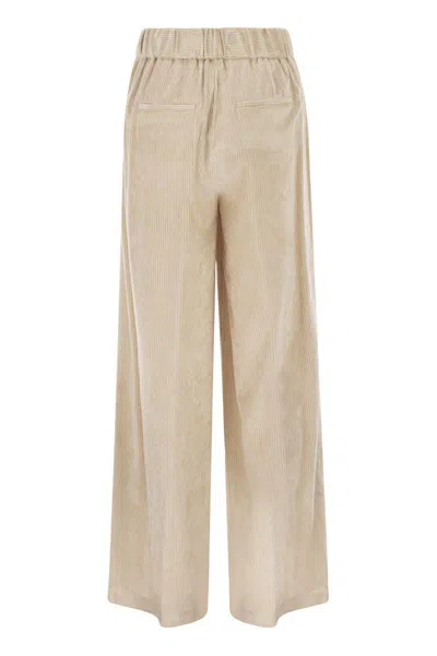 Peserico Corduroy Elasticated-waistband Trousers In Neutral