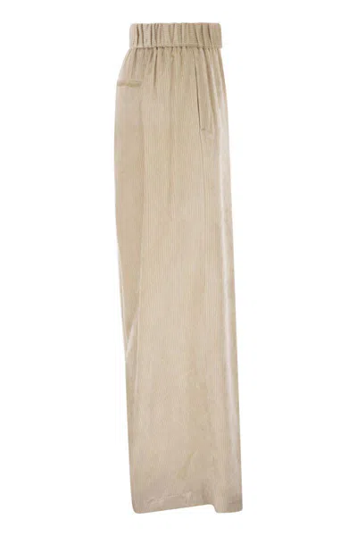 Peserico Corduroy Elasticated-waistband Trousers In Neutral