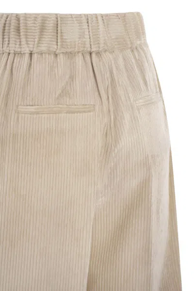 Peserico Corduroy Elasticated-waistband Trousers In Neutral