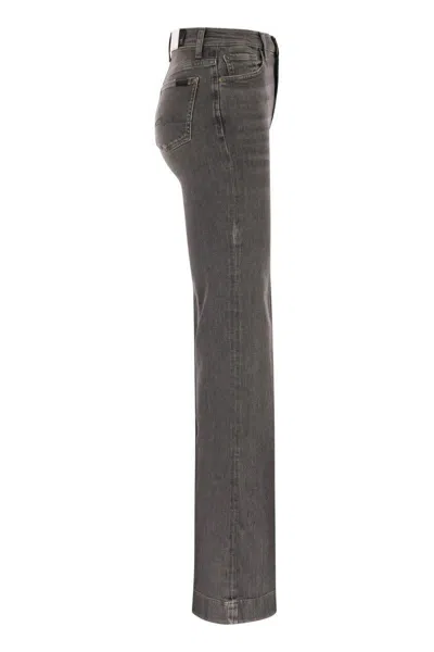 7 For All Mankind High-waist Flared Jeans With Classic Five-pocket Design In Gray