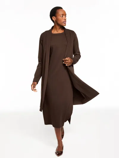 Talbots Plus Petite - Passport Ponte Duster Cardigan Sweater - Coffee Bean - 2x  In Brown