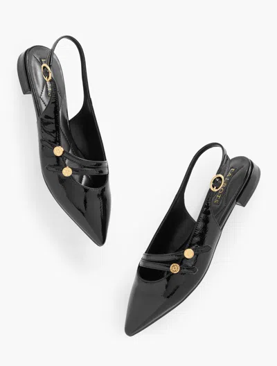 Talbots Scarlet Patent Slingback Flats - Crinkle - Black - 10 1/2 M  In Black