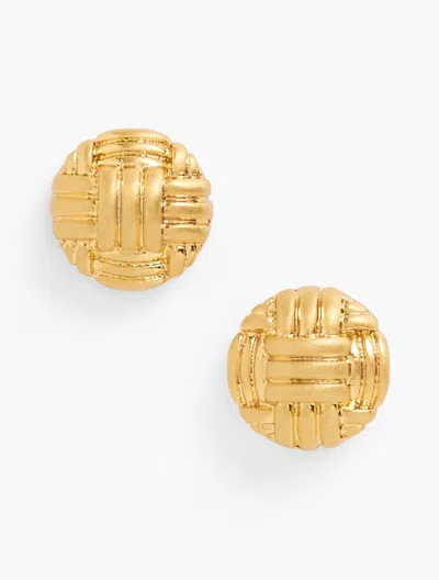 Talbots Basketweave Stud Earrings - Brushed Gold - 001  In Gold