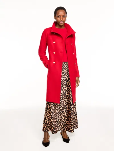 Talbots Plus Petite - Italian Melton Double Breasted Coat - Bright Apple - 1x  In Red