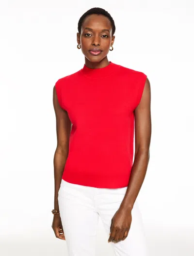 Talbots Plus Size - Mockneck Sweater Vest - Bright Apple - 3x  In Red