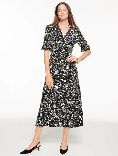 Talbots Plus Petite - Fit & Flare Midi Dress - Darling Dot - Black/ivory - 22  In Multi