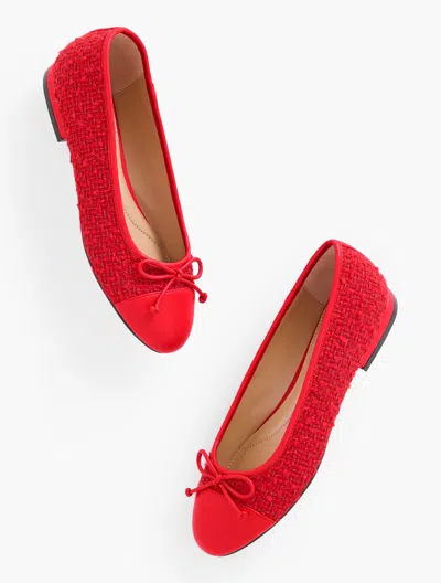 Talbots Madison Ballet Flats – Garden Tweed - Bright Apple - 10 1/2 M  In Red