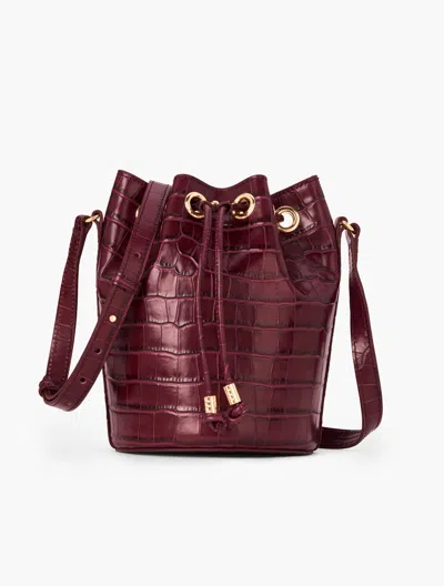 Talbots Croc Embossed Bucket Bag - Deep Burgundy - 001  In Burgundy