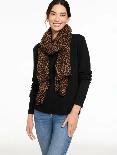 Talbots Fringe Wool Wrap - Leopard - Toasted Coconut - 001  In Brown