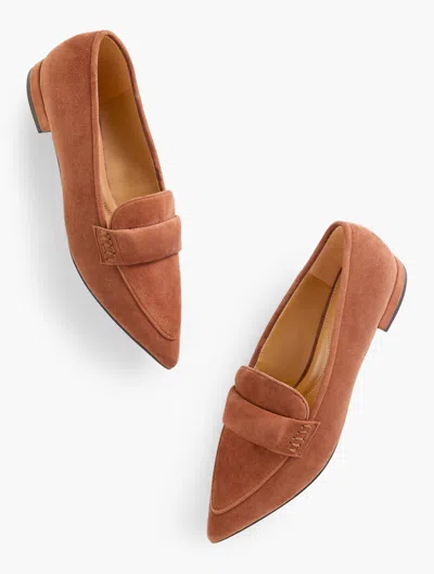 Talbots Scarlet Suede Pointed Toe Loafers - Cognac - 10 1/2 M  In Brown