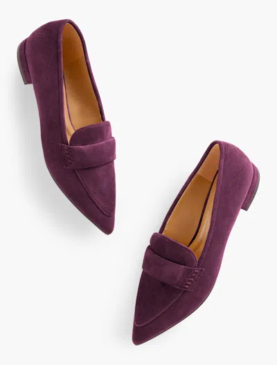 Talbots Scarlet Suede Pointed Toe Loafers - Eggplant - 10m  In Purple