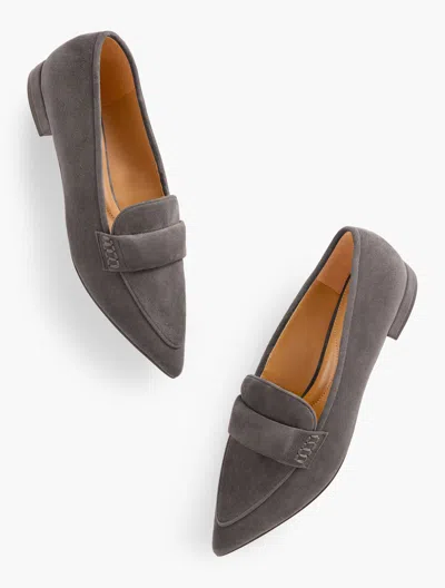Talbots Scarlet Suede Pointed Toe Loafers - Kendall Grey - 10m