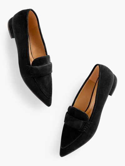 Talbots Scarlet Suede Pointed Toe Loafers - Black - 9 1/2 M  In Black
