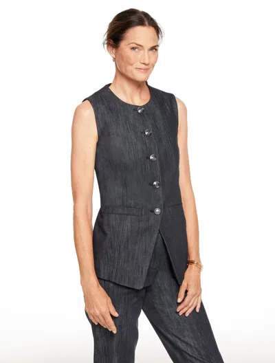 Talbots Plus Petite - Refined Denim Vest - Black/white - 14  In Multi