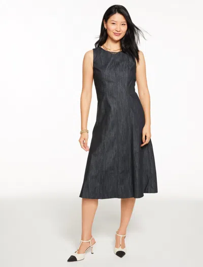 Talbots Plus Petite - Refined Denim Midi Dress - Black/white - 18  In Multi