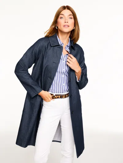 Talbots Petite - Denim Mac Coat - Dark Blue - Large  In Blue