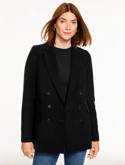 Talbots Plus Petite - Double Breasted Twill Blazer - Black - 18  In Black