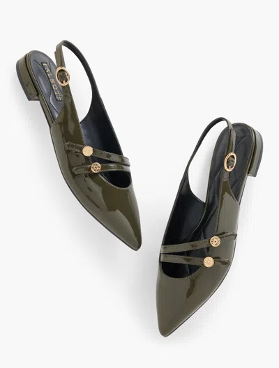 Talbots Scarlet Patent Slingback Flats - Pearlized - Oak Moss - 11m