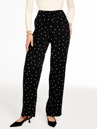 Talbots Plus Size - Wide Leg Pull-on Pants - Luminous Dots - Black/ivory - 3x  In Multi