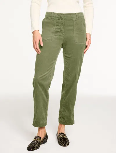 Talbots Plus Size - Tapered Ankle Stretch Corduroy Pants - Foliage Green - 24  In Green